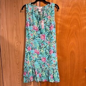 Stella Parker Floral Sleeveless Dress with Ruffle Hem